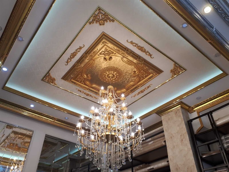 Altın Kare Saray Tavan 150 X 150 cm