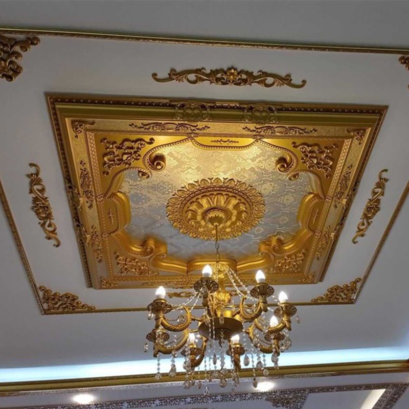 Altın Kare Saray Tavan 150 X 150 cm