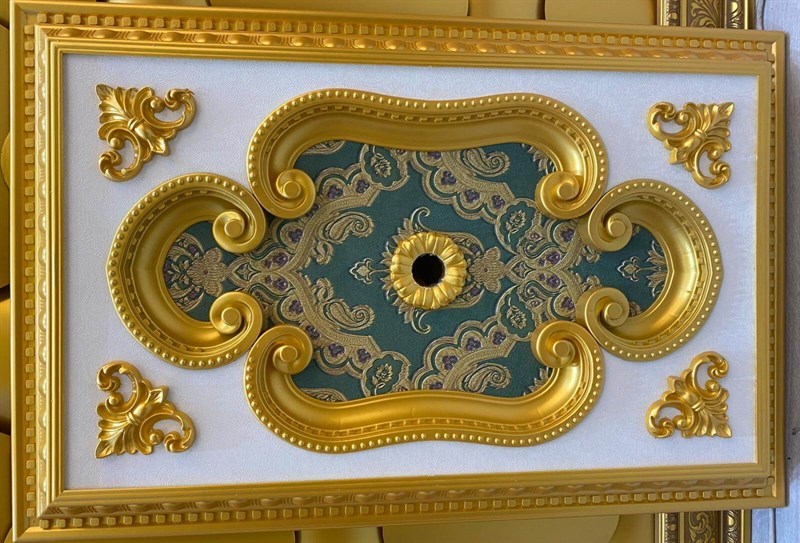 Altın Zümrüt Yeşil Dikdörtgen Saray Tavan 60 X 90 cm